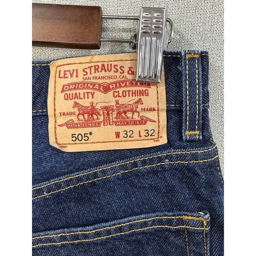 Levi’s Men’s 505 Regular Fit Jeans Dark Stonewash Blue Denim 32 x 32 (31 Actual)